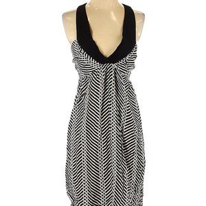 V-Neck DRESS Black White Geometric MOD Fabric Loose but Sexy By ELEMENT XS to S